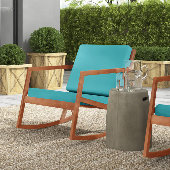 Greyleigh™ Outdoor Rocking Solid Wood Chair with Cushions & Reviews